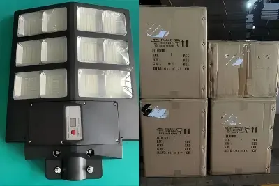 6 sett med 30W ABS Solar Street Light-prøver har blitt sendt til Benin